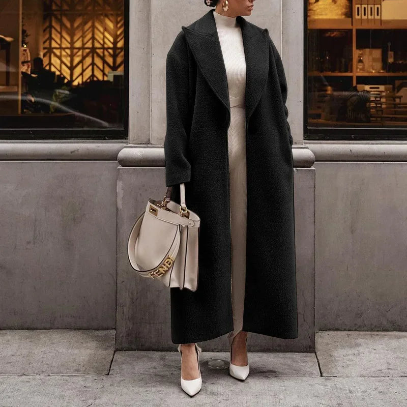 Women's Long Fleece Jacket Elegant Oversized Polyester