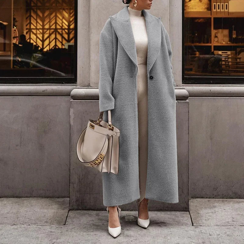 Women's Long Fleece Jacket Elegant Oversized Polyester