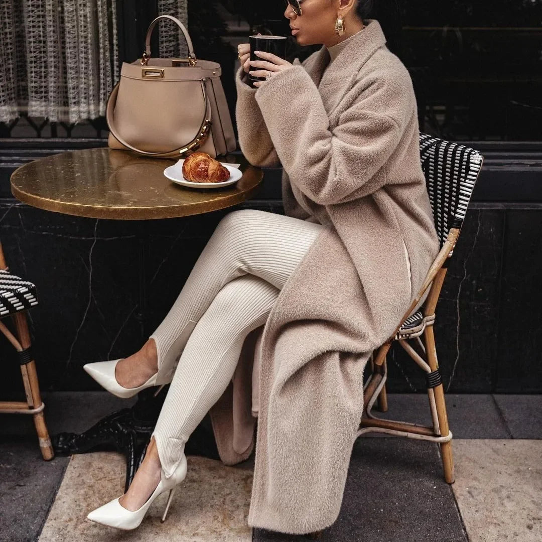 Women's Long Fleece Jacket Elegant Oversized Polyester