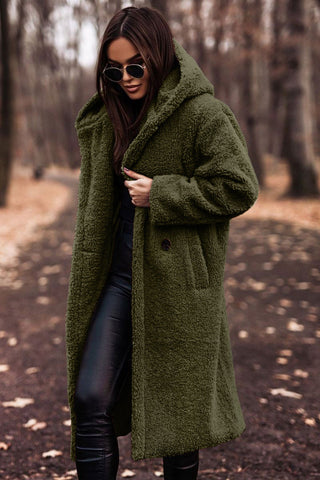 Women's Long Fluffy Jacket with hood