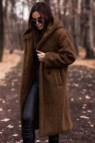Women's Long Fluffy Jacket with hood