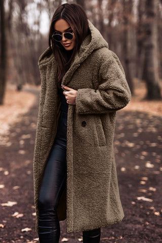 Women's Long Fluffy Jacket with hood