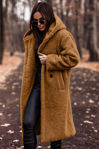 Women's Long Fluffy Jacket with hood