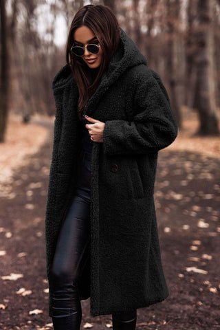 Women's Long Fluffy Jacket with hood