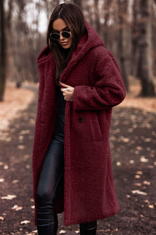 Women's Long Fluffy Jacket with hood