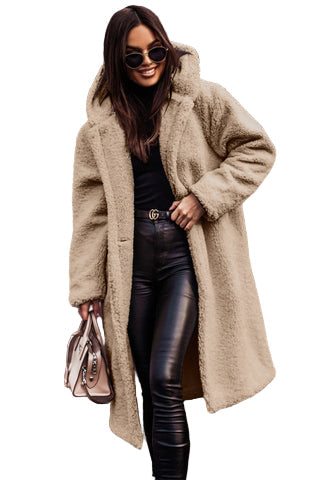 Women's Long Fluffy Jacket with hood