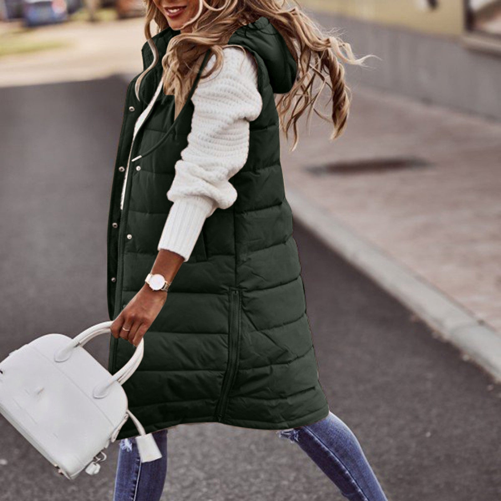 Women's Long Hoodie Vest Casual Trendy