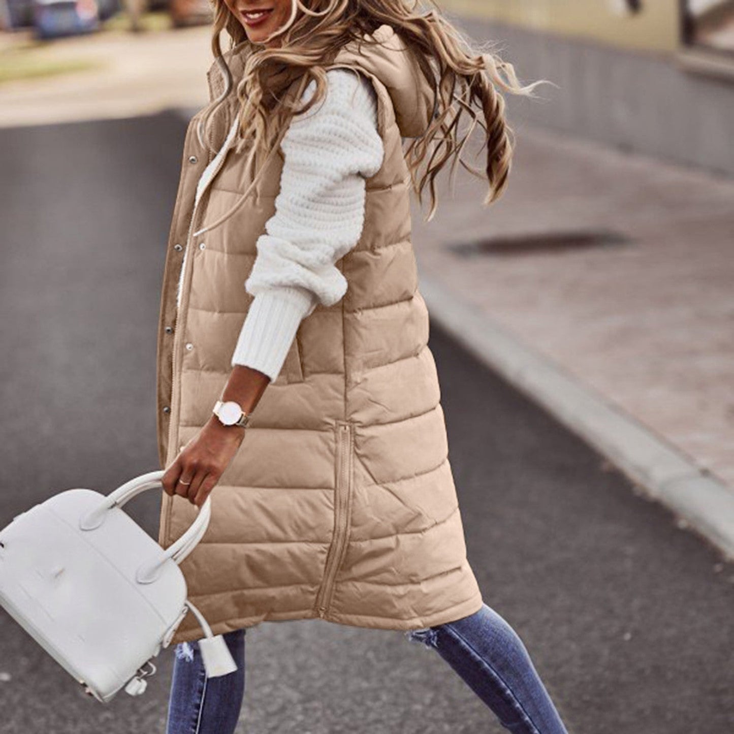 Women's Long Hoodie Vest Casual Trendy