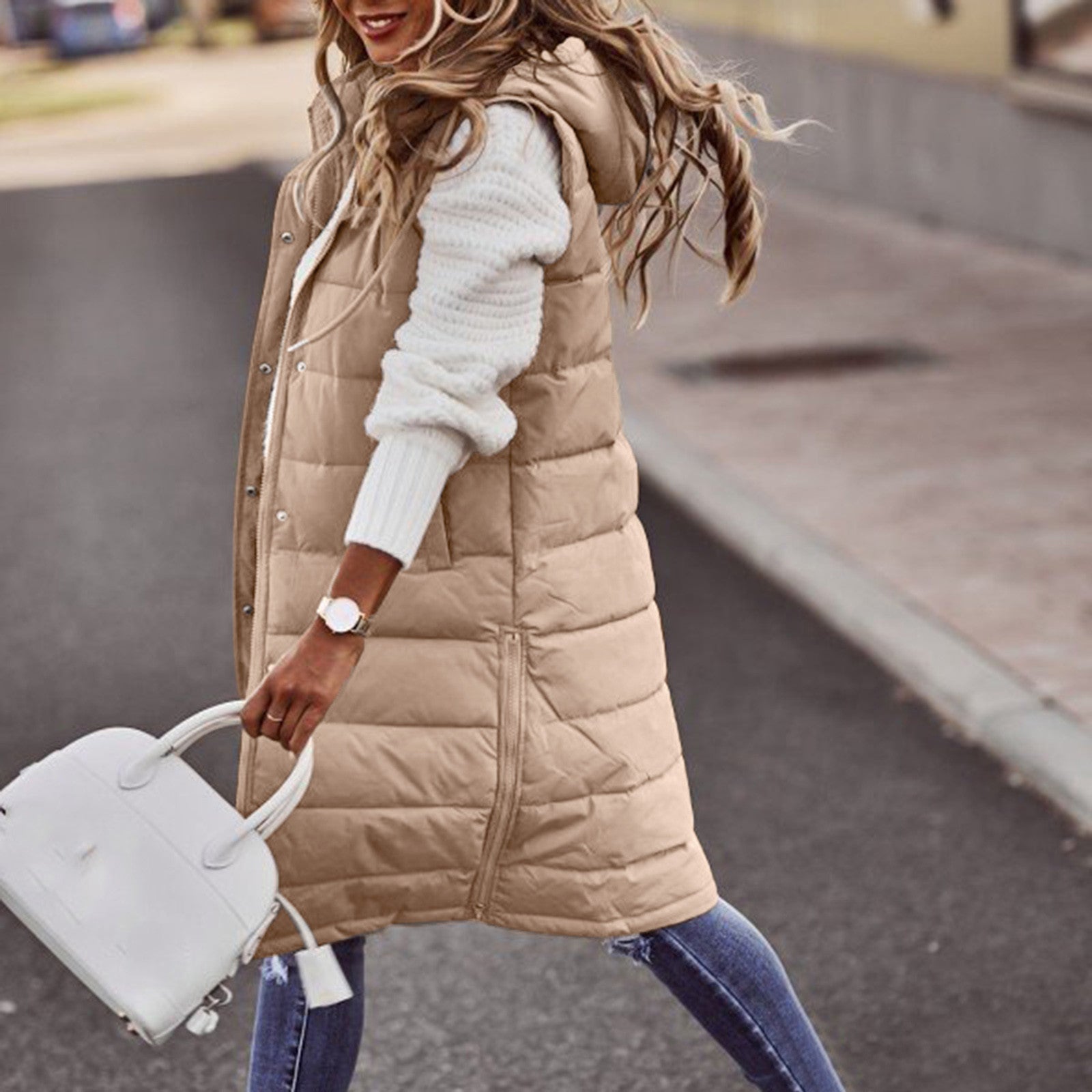 Women's Long Hoodie Vest Casual Trendy