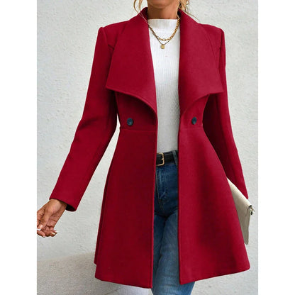 Women's Long Jacket Elegant Waist Cut Winter