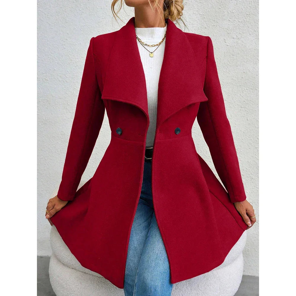 Women's Long Jacket Elegant Waist Cut Winter