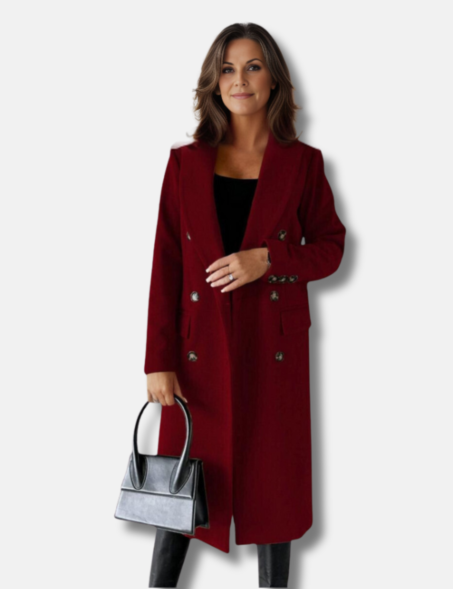 Women's Long Jacket With Double Buttons For Winter Style
