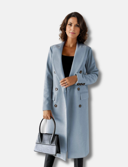 Women's Long Jacket With Double Buttons For Winter Style