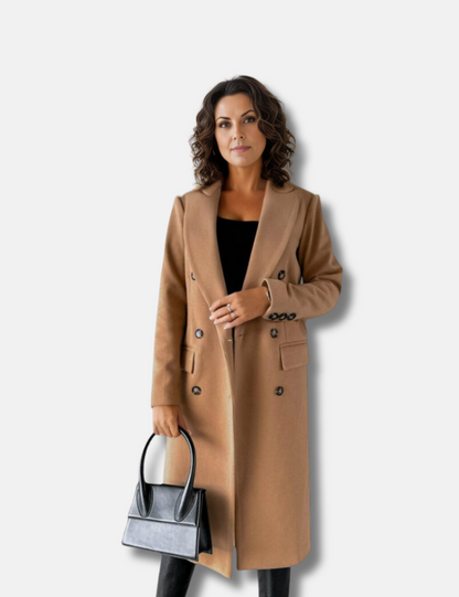 Women's Long Jacket With Double Buttons For Winter Style