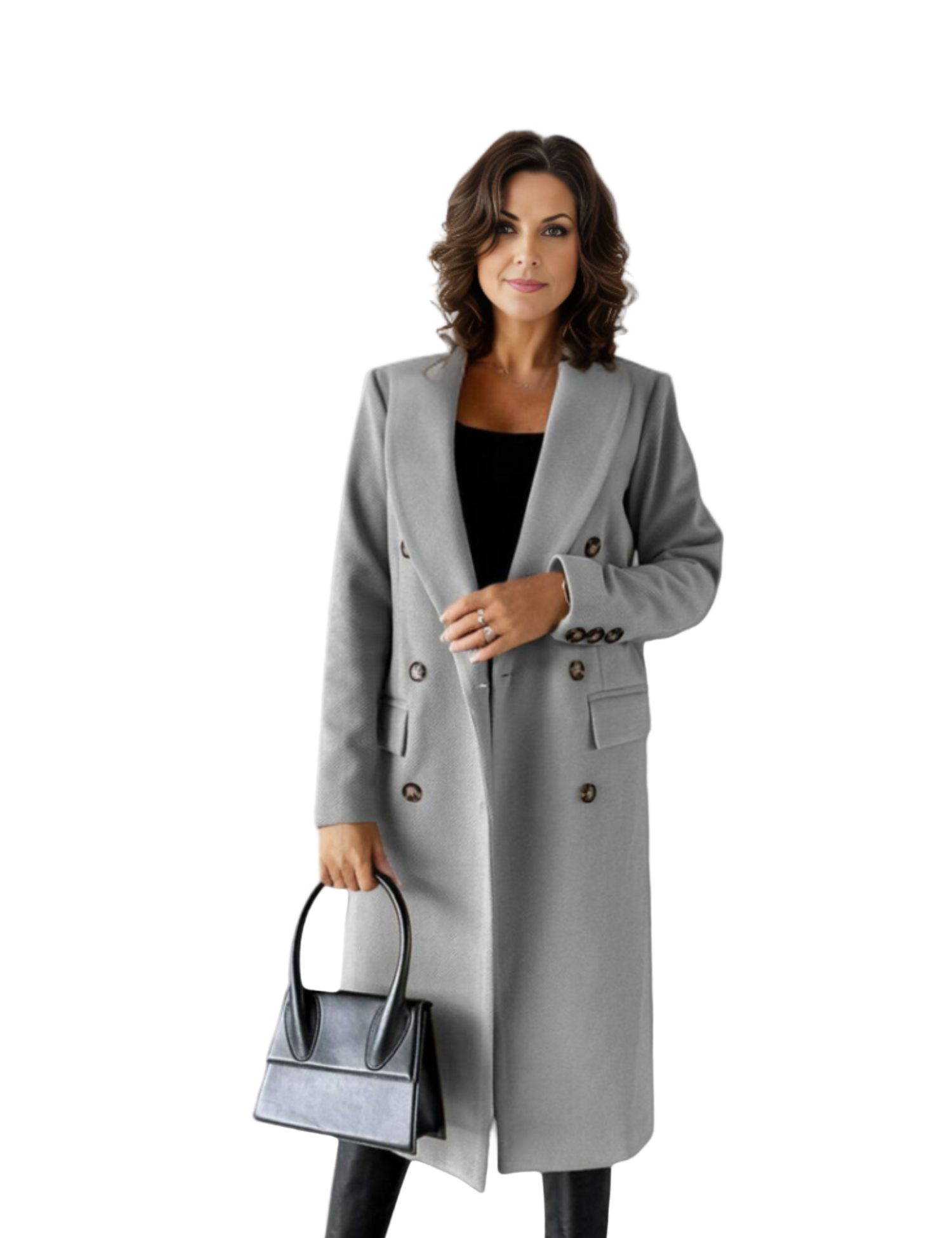 Women's Long Jacket With Double Buttons For Winter Style