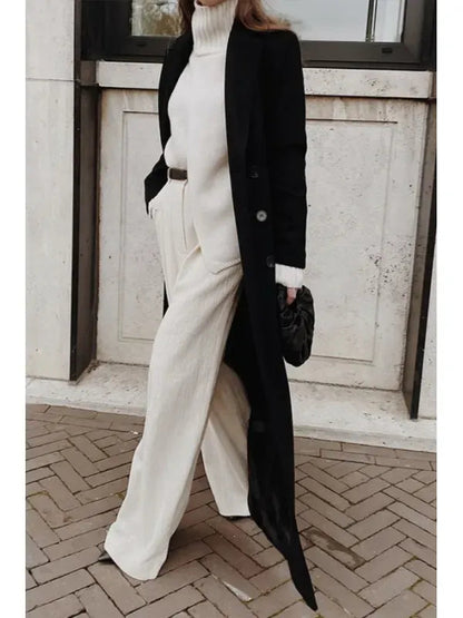 Women's Long Jacket With Double Row Of Buttons