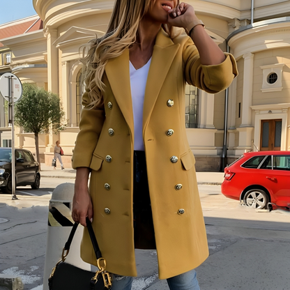 Women's Long Jacket With Double Row Of Buttons