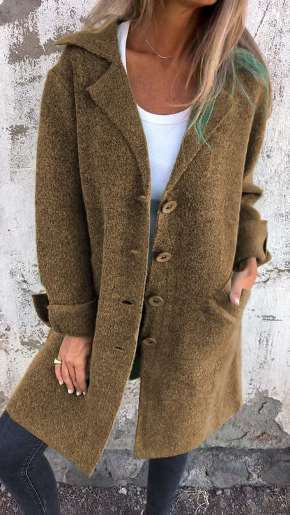 Women's Long Jacket With Lapel Collar