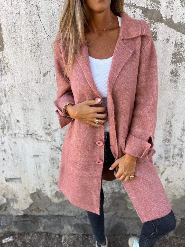 Women's Long Jacket With Lapel Collar