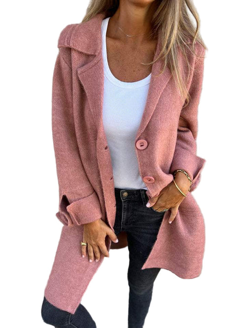 Women's Long Jacket With Lapel Collar
