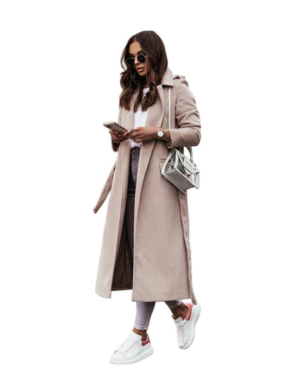 Women's Long Jacket with Belt for Winter Style