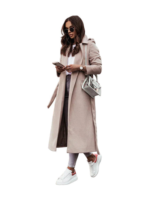 Women's Long Jacket with Belt for Winter Style