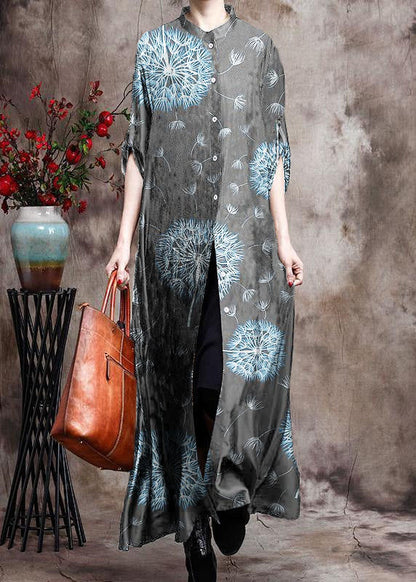 Women's Long Kaftan Black With Print