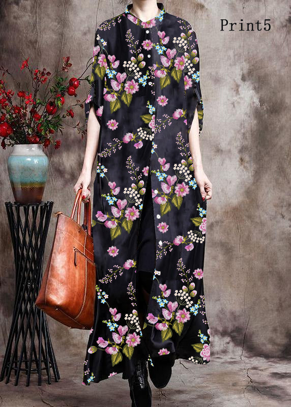 Women's Long Kaftan Black With Print