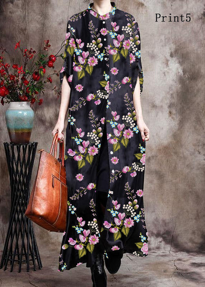 Women's Long Kaftan Black With Print