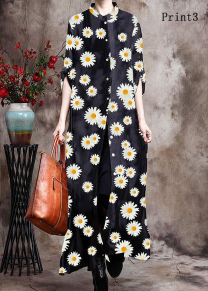 Women's Long Kaftan Black With Print