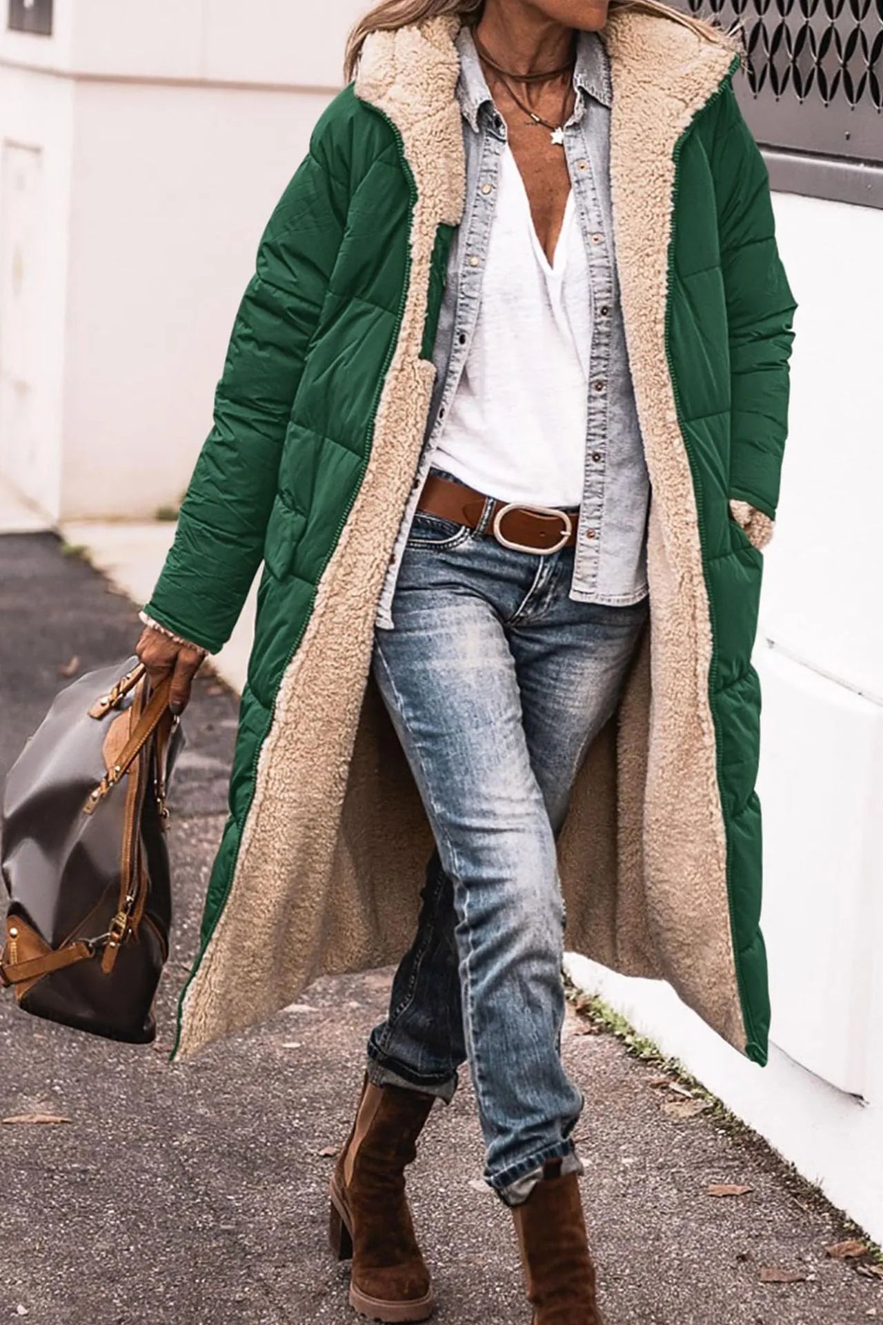 Women's Long Puffer Jacket Fur Lining