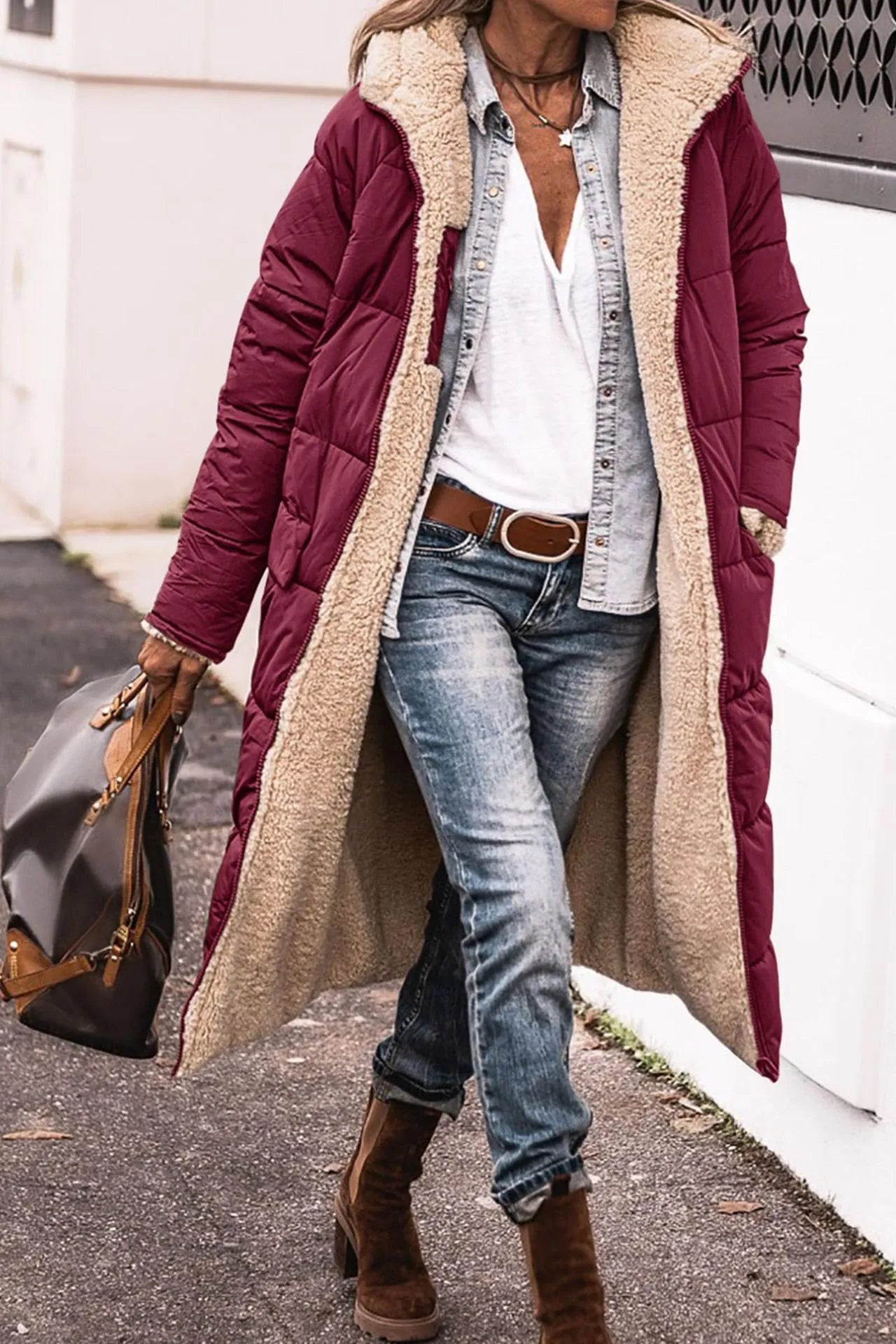 Women's Long Puffer Jacket Fur Lining