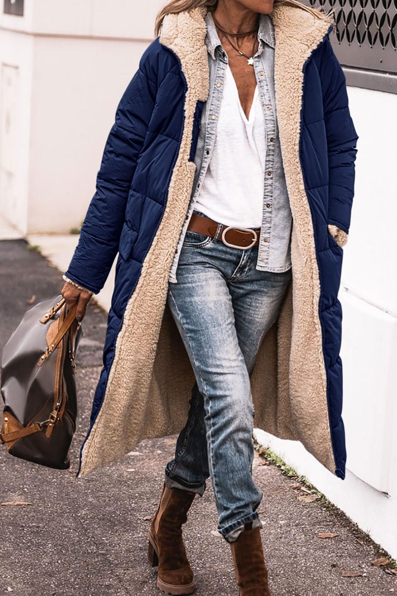 Women's Long Puffer Jacket Fur Lining