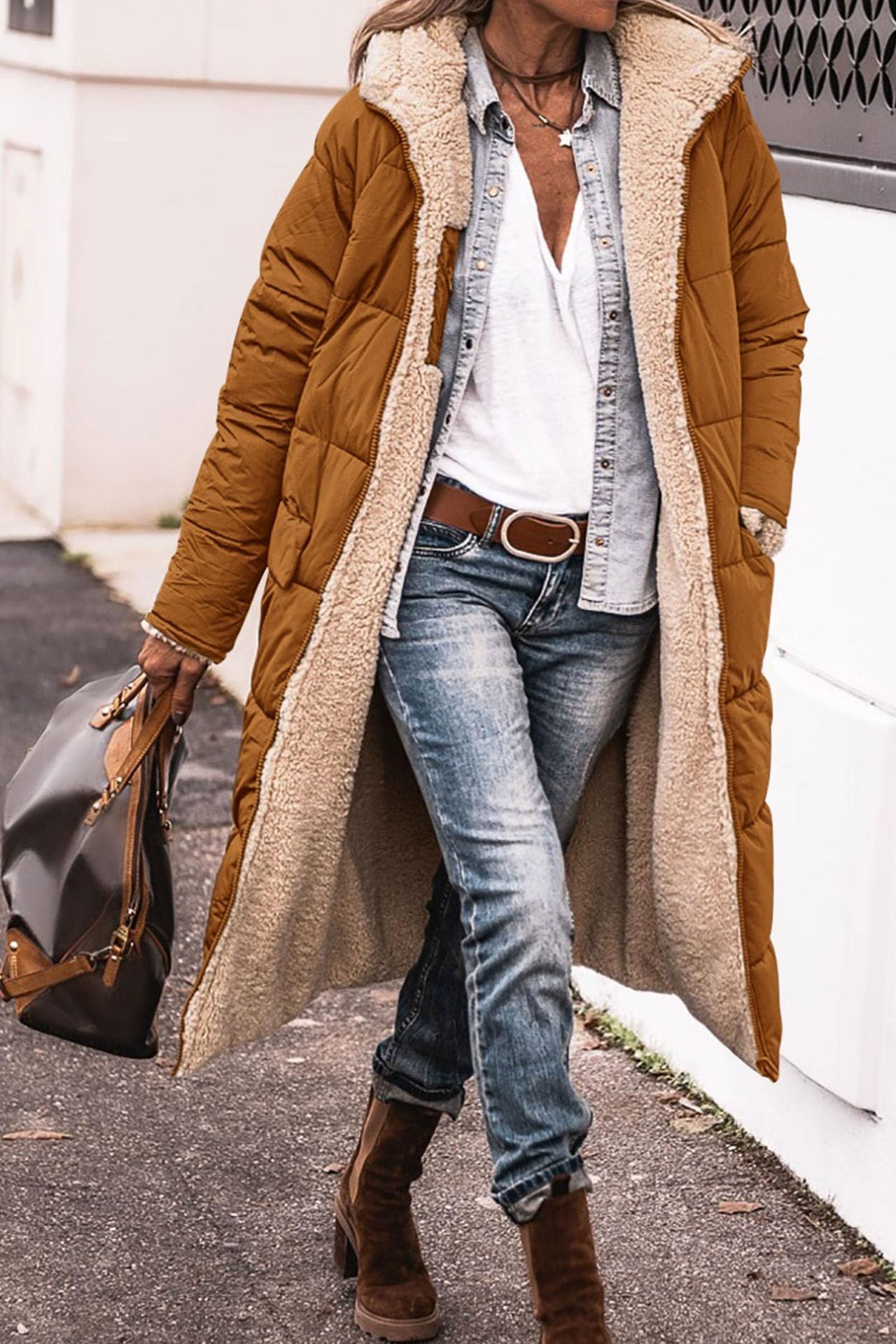 Women's Long Puffer Jacket Fur Lining