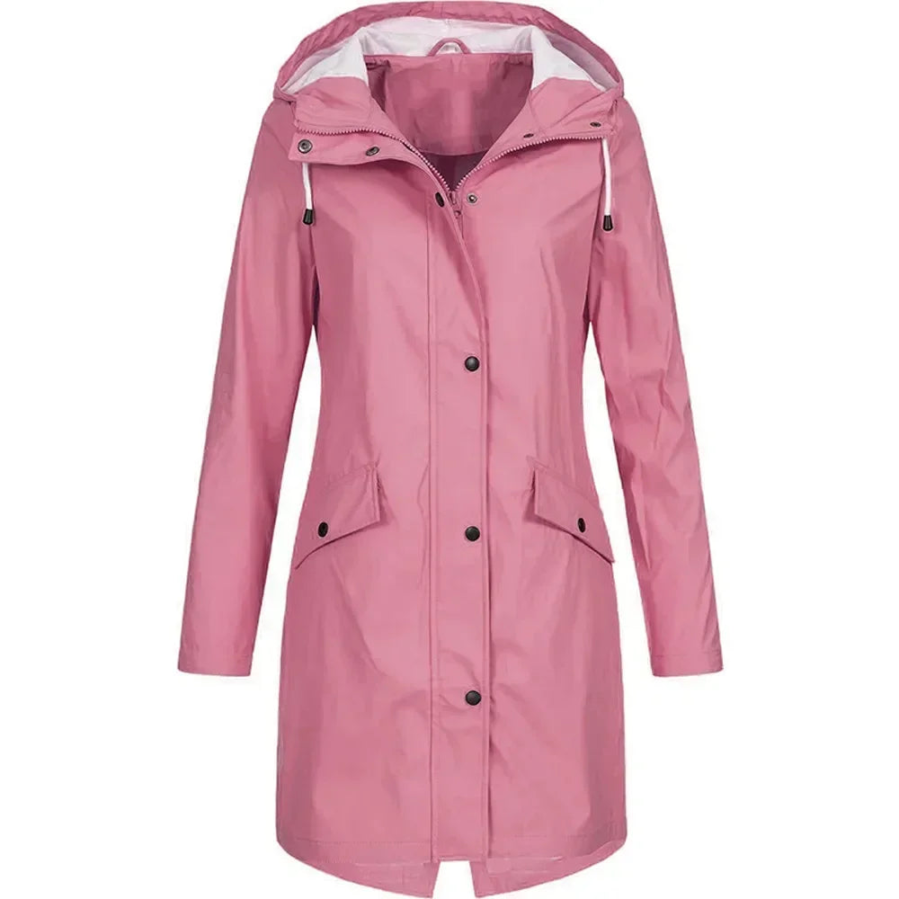 Women's Long Raincoat Waterproof Outdoor Cycling Jacket