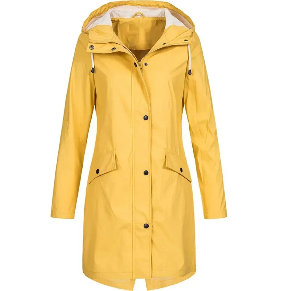 Women's Long Raincoat Waterproof Outdoor Cycling Jacket