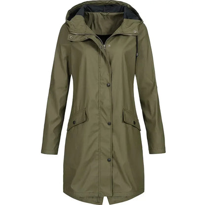 Women's Long Raincoat Waterproof Outdoor Cycling Jacket