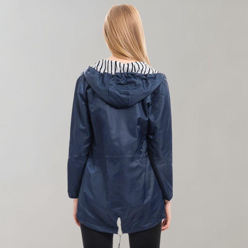 Women's Long Raincoat with Adjustable Hood