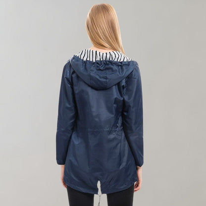 Women's Long Raincoat with Adjustable Hood