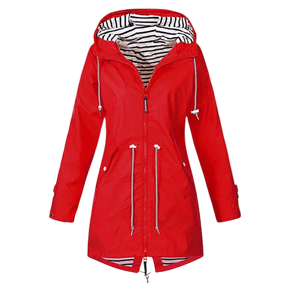 Women's Long Raincoat with Adjustable Hood