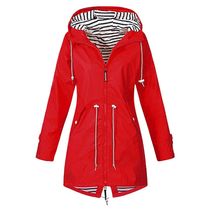 Women's Long Raincoat with Adjustable Hood