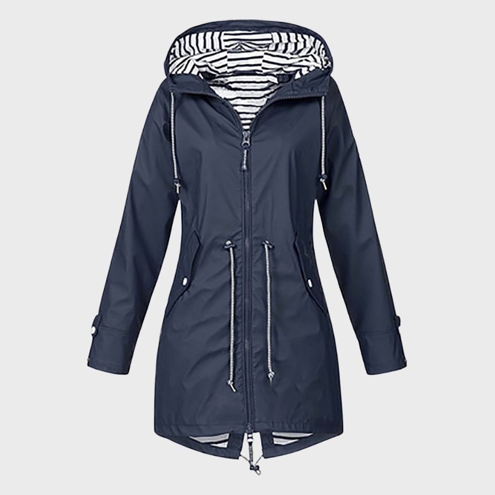 Women's Long Raincoat with Adjustable Hood