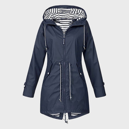 Women's Long Raincoat with Adjustable Hood