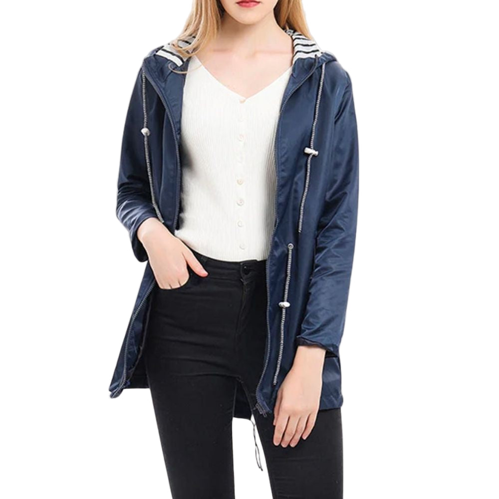 Women's Long Raincoat with Adjustable Hood