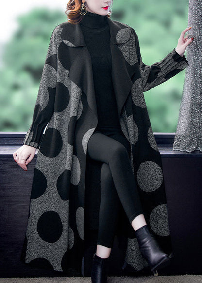 Women's Long Sleeve Loose Jacket with Patchwork and Dots