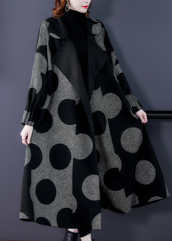 Women's Long Sleeve Loose Jacket with Patchwork and Dots