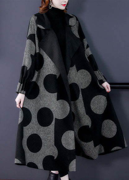 Women's Long Sleeve Loose Jacket with Patchwork and Dots