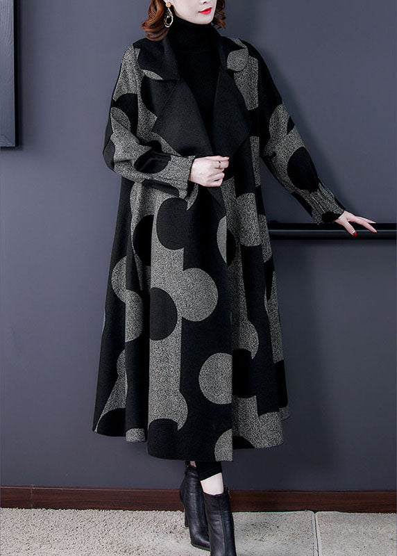 Women's Long Sleeve Loose Jacket with Patchwork and Dots