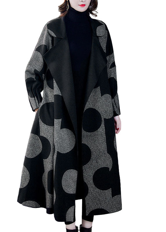 Women's Long Sleeve Loose Jacket with Patchwork and Dots