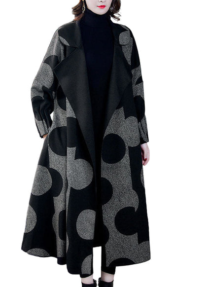 Women's Long Sleeve Loose Jacket with Patchwork and Dots